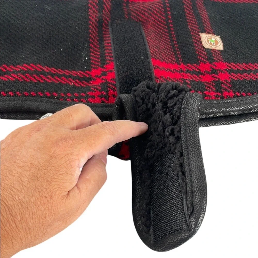 Chilly Dog Red Black Plaid Wool Dog Coat Jacket Faux Shearling Lined‎ Small